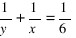 1/y + 1/x = 1/6