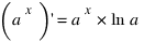 (a^x) prime = a^x * ln a