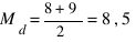 M_d = {8+9}/2 = 8,5