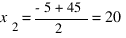 x_2 = {-5 + 45}/2 = 20