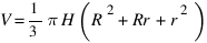 V = 1/3 pi H (R^2 + Rr + r^2)