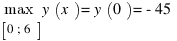 {max}under{delim{[}{0; 6}{]}} y(x) = y(0) = -45