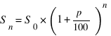 S_n = S_0 * (1 + {p/100})^n