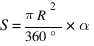 S = {{pi R^2}/{360°}} * alpha