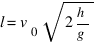l = v_0 sqrt{2h/g}